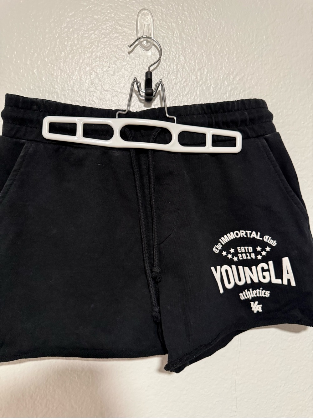 YoungLA Black Women's Athletic Shorts with White Logo